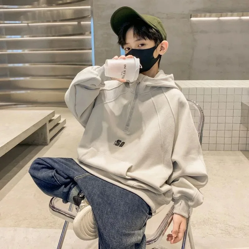 Весенне-осенний хлопковый свитшот на молнии для мальчиков куртки школьная