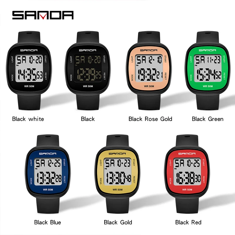 SANDA Electronic Watch 2023 New Casual Fashion Mens Watches HD LED Digital Display Luminous 50M Waterproof Alarm Clock Timing enlarge