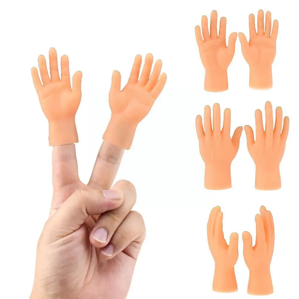 

Funny Little Finger Puppet Silicone Spoof Prank Toys Left And Right Hand Model Massage Tool Novelty Toy For Children Kids 1 C5h8