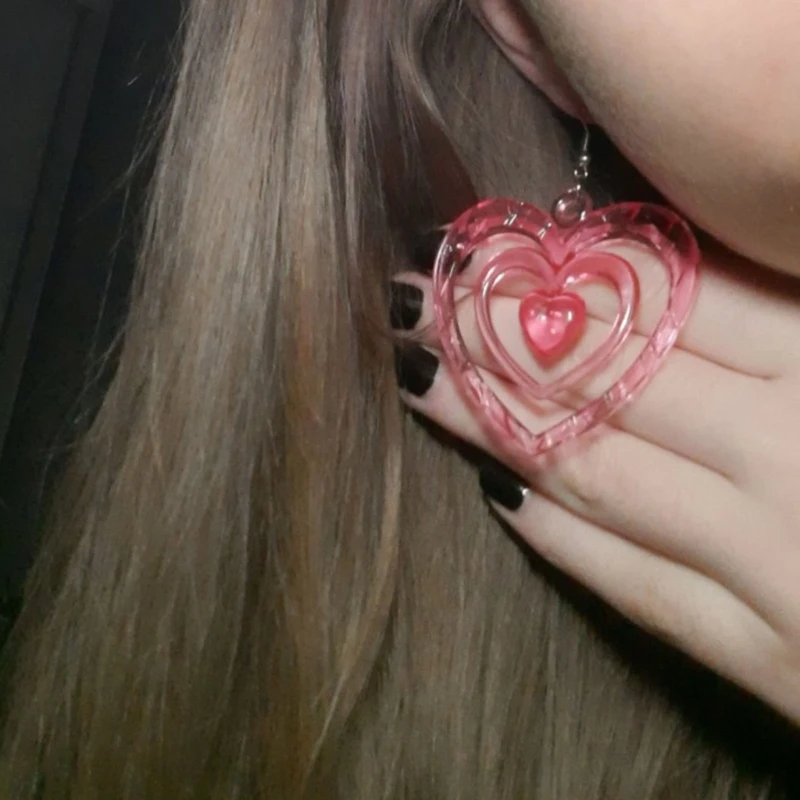 

Dangling Heart Drop Earrings For Women Pink Hollow Love Heart Dangle Earrings Dropship