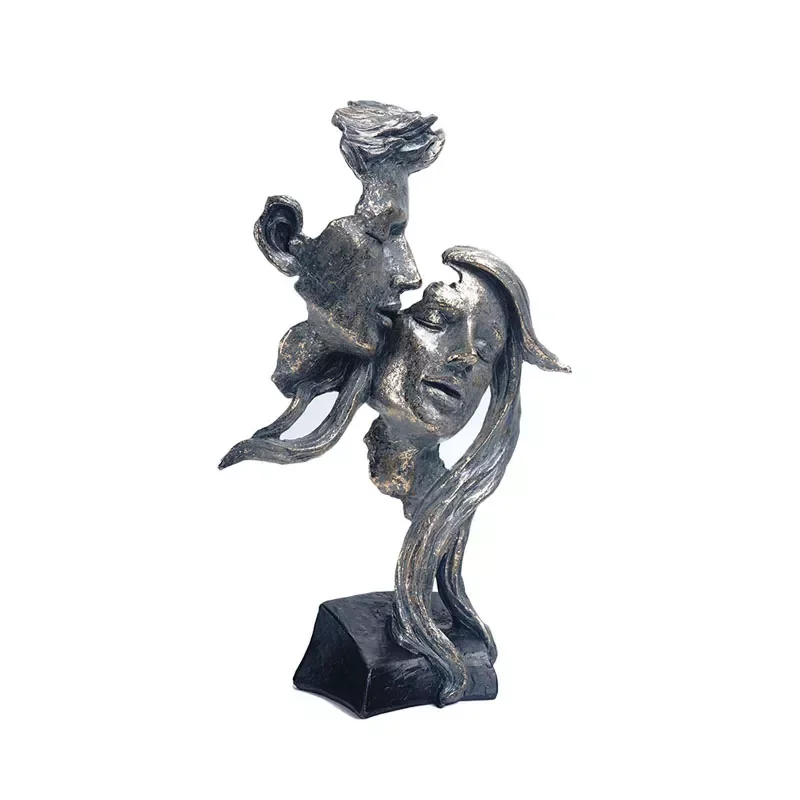 

Resin Couple Kissing Statue Nordic Mask Model Figurine Office Ornaments Living Room Desktop Decoration Home Accessories