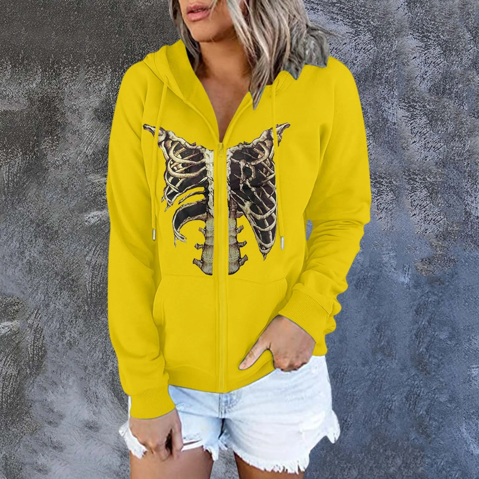 

Hoodies for Women Casual Button Womens Casual Long Sleeve Halloween Print Zipper Hooded Coat Sweatshirt Men Hooded Sweatshirt