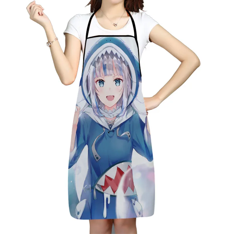 

Kitchen Apron Gawr Gura Anime Printed Sleeveless Oxford Fabric Aprons for Men Women Home Cleaning Tools Creative Gifts