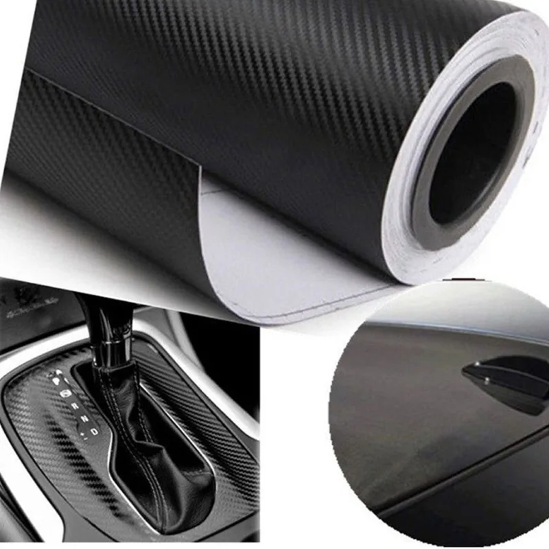 

30cmx127cm 3D Carbon Fiber Car Stickers Roll Film Wrap Car Motorcycle DIY Styling Vinyl Black Colorful Decal