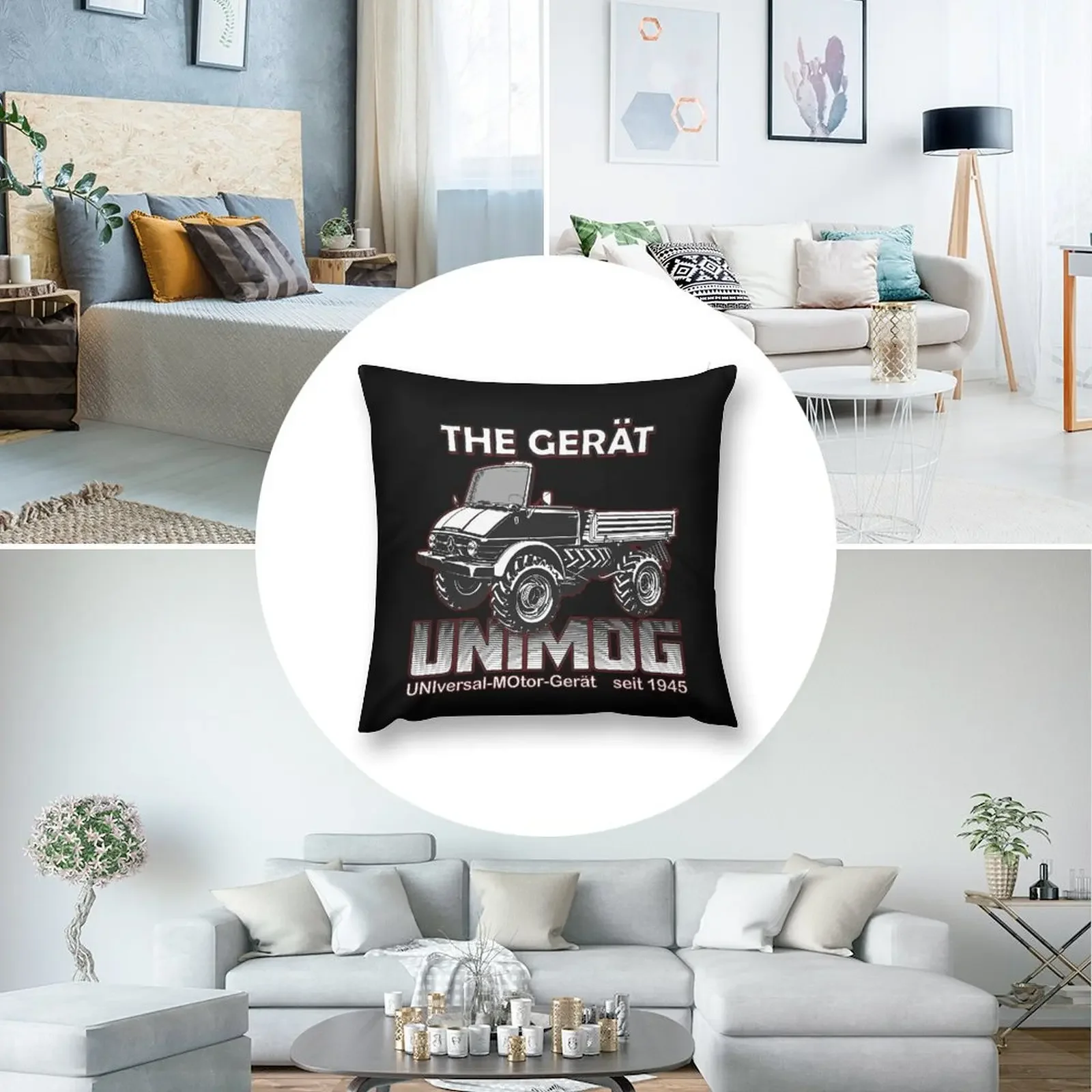 THE GREAT UNIMOG (UNIversal-MOtor-Ger?t) - черная декоративная подушка рождественские