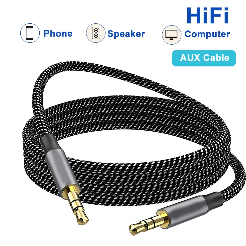 

3.5mm to 3.5mm Audio Cable Gold-Plated Auxiliary Braided Cable Male to Male AUX Cord for Headphone Car Home Stereos TV Phones
