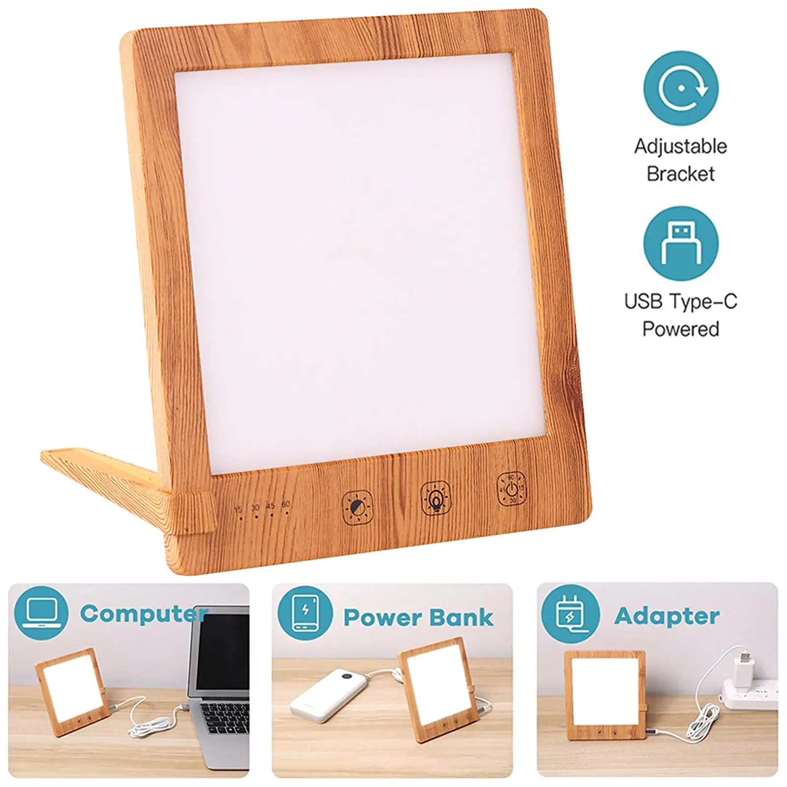 Sad LED Light Therapy Lamp with Timer Stepless Brightness Da