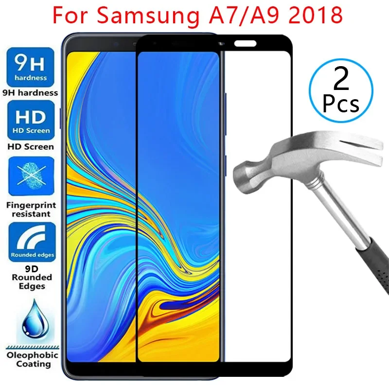 Защитный чехол из закаленного стекла 9d для samsung a7 a9 2018 на galaxy a 7 9 7a 9a a72018 a92018