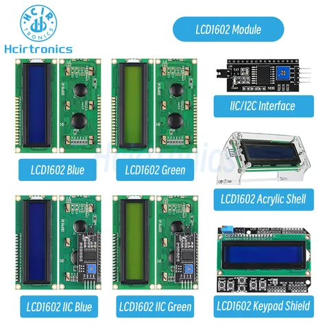 Модуль LCD1602 1602 1602A ЖК-модуль Синий/Желто-Зеленый Экран Дисплей IIC I2C Интерфейсный адаптер Акриловый корпус Клавиатура Щит