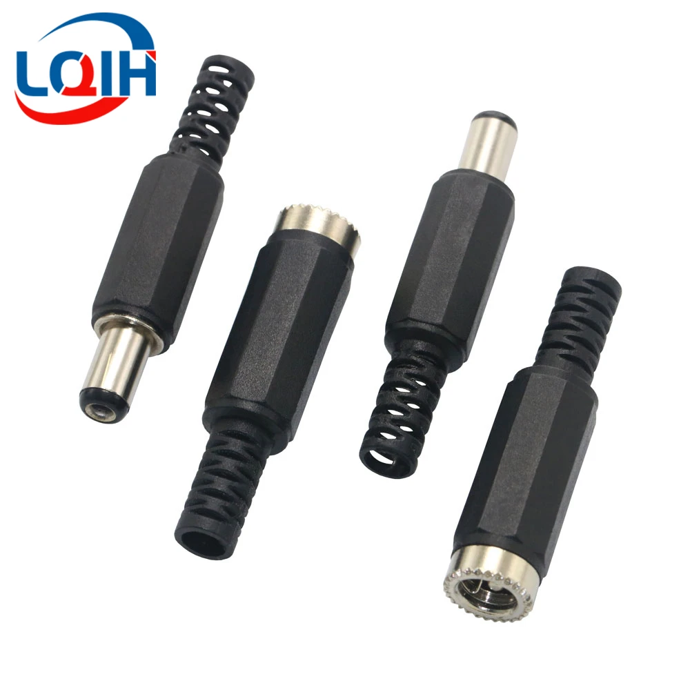 

10PCS 24V 12V 3A Plastic Male Plugs + Female Socket Panel Mount Jack 5.5x2.1mm DC Power Connector Electrical Supplies 5.5*2.5