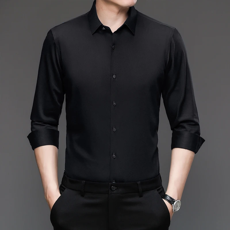 Men's Dress Shirts Business Long Sleeve Men's Shirts Solid Color Shirts S-5XL Spring and Autumn Single Row Button Men's Clothing