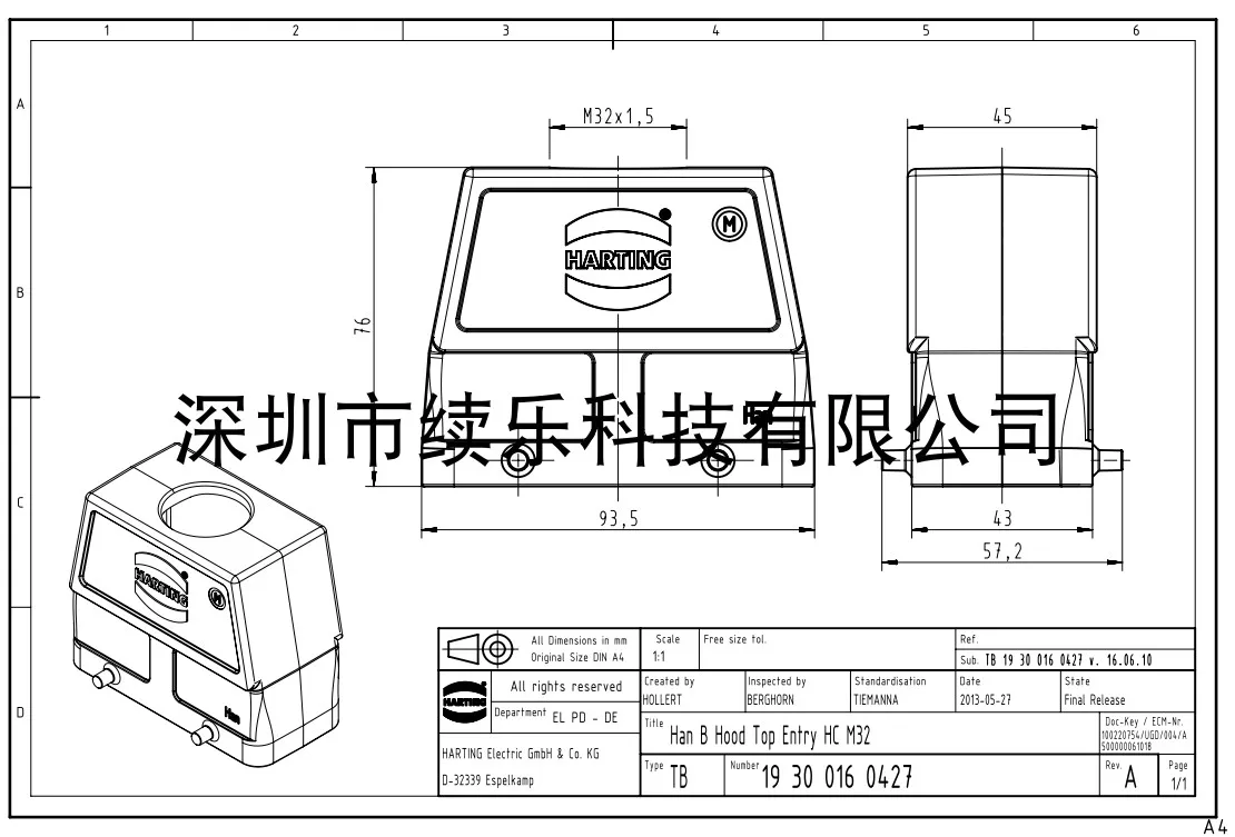 HAN 16B-HTE-M32 19300160427 H16B ГАРРТТИНГ
