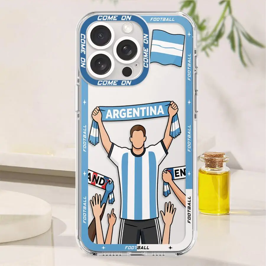 Фото Чехол для iPhone 16e 7 8 17 Air XR 13 12 11 Pro MAX 12 Mini 16 15 14 Plus, прозрачный, с мультяшным дизайном для футбольных фанатов №5