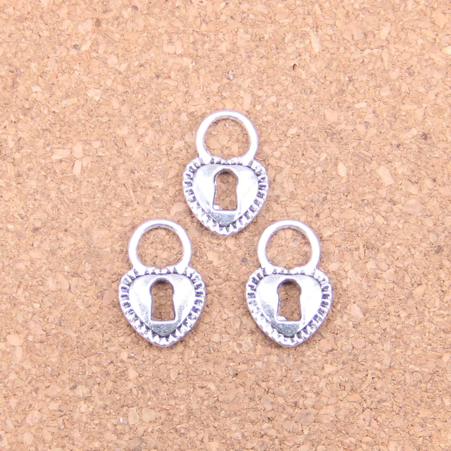 

72pcs Charms padlock heart key 17x11mm Antique Pendants,Vintage Tibetan Silver Jewelry,DIY for bracelet necklace