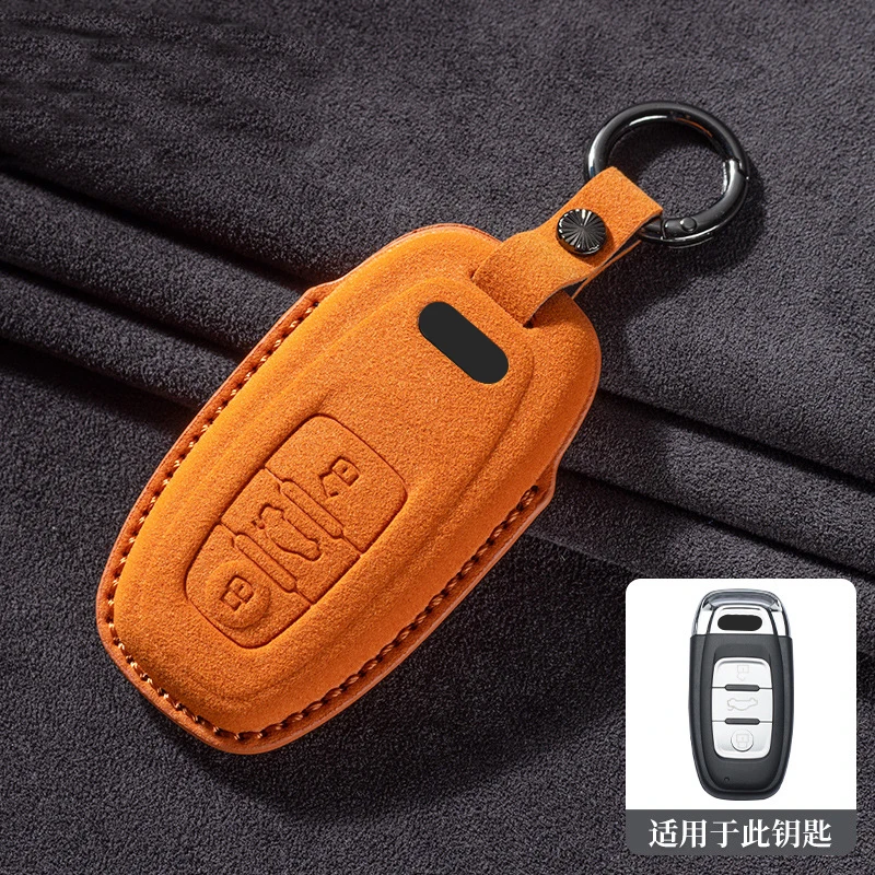 

Чехол для автомобильного дистанционного ключа для Audi A3 A4 B9 A6 A7 4K A8 E-tron Q5 Q8 C8 D5 SQ8 Замшевый автомобильный брелок для ключей Защитная сумка