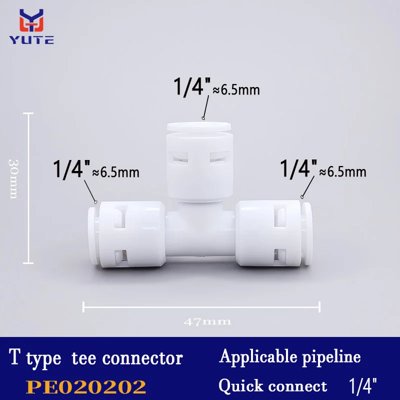 

Детали фильтра для воды обратного осмоса, тройник, очиститель воды, быстрый соединитель, POM PE, аксессуары для водопроводных труб RO 1/4 "3/8" 1/2"