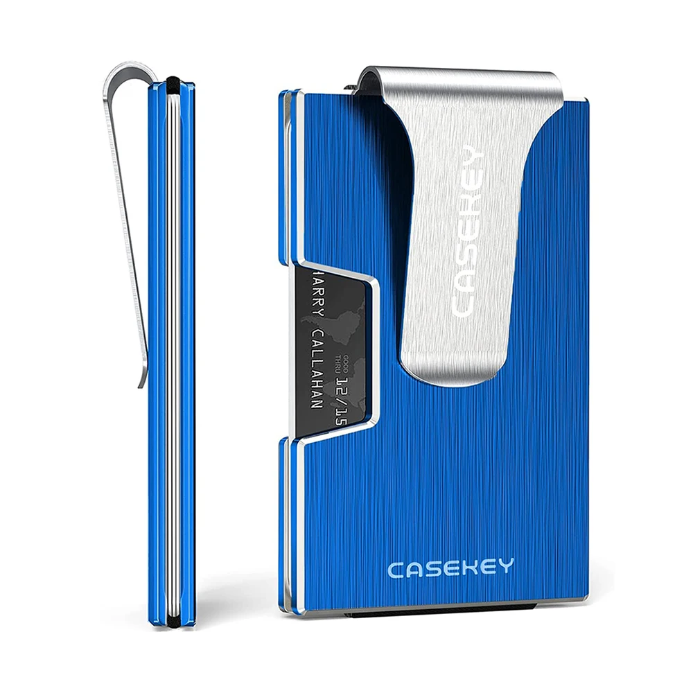 Porta Carte Credito Uomo Business Credit Card Holder Male Blue Metal Wallet Pasjeshouder Purse for Men Minimalist Rfid Luxury