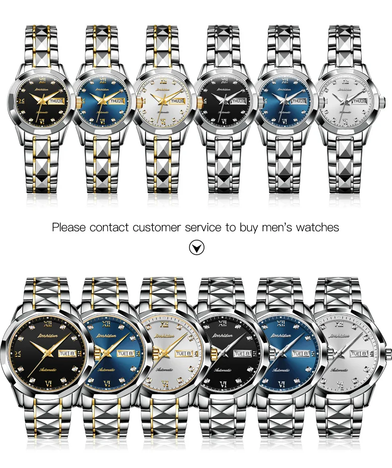 TAXAU Luxury Watch For Women Sapphire Automatic High Quality Imported Mechanical Movement Stainless Steel Wristwatch Couple Gift