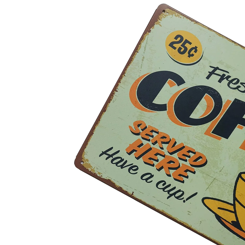 Универсальная жестяная вывеска для кофе ресторана и барбекю 12x8 дюймов —