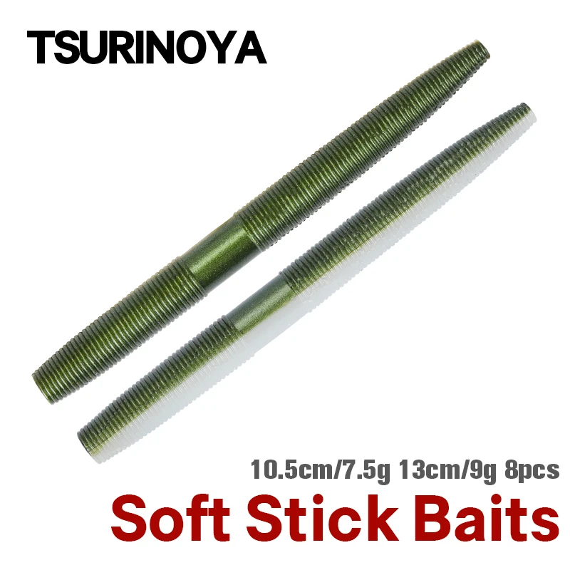 TSURINOYA 4,13 дюймов 5,12 дюймов 7,5 г 9 г палка приманки мягкий червяк приманка для рыбалки 8 шт. Senko приманка Silionce бас Щука невесомая рыболовная установка