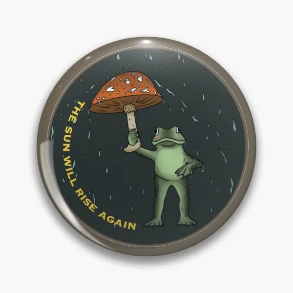 

Rainy Frog With A Mushroom Umbrella Customizable Soft Button Pin Clothes Brooch Badge Cute Collar Gift Creative Lover Funny