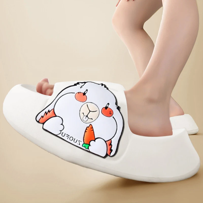 

Summer Home Slippers for Women Cute Cartoon Rabbit Soft Thick Sole Shoes for Woman Casual Indoor Slides Female House Slippers