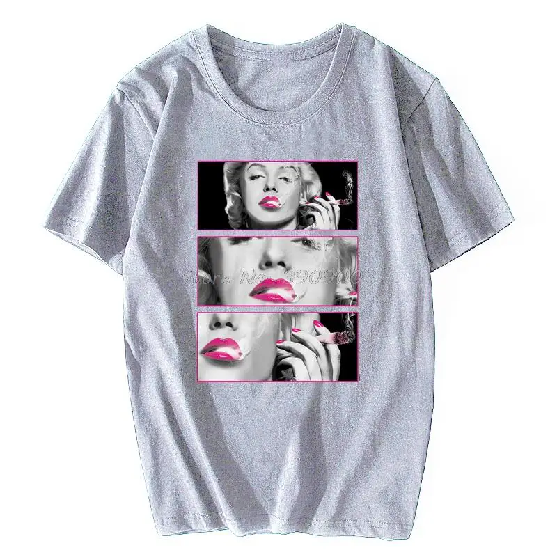 Пикантная популярная мужская футболка Мэрилин Монро с розовыми губами и