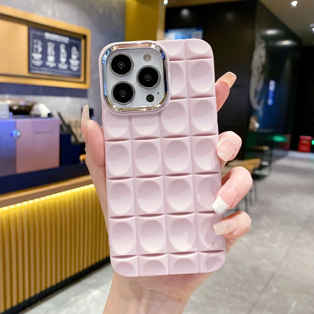 

Lovebay Luxury 3D Lattice Pattern Phone Case for iPhone11 13 12 14 Pro Max X XR XS Max 14 Plus Soft Shockproof Back Bumper Cover