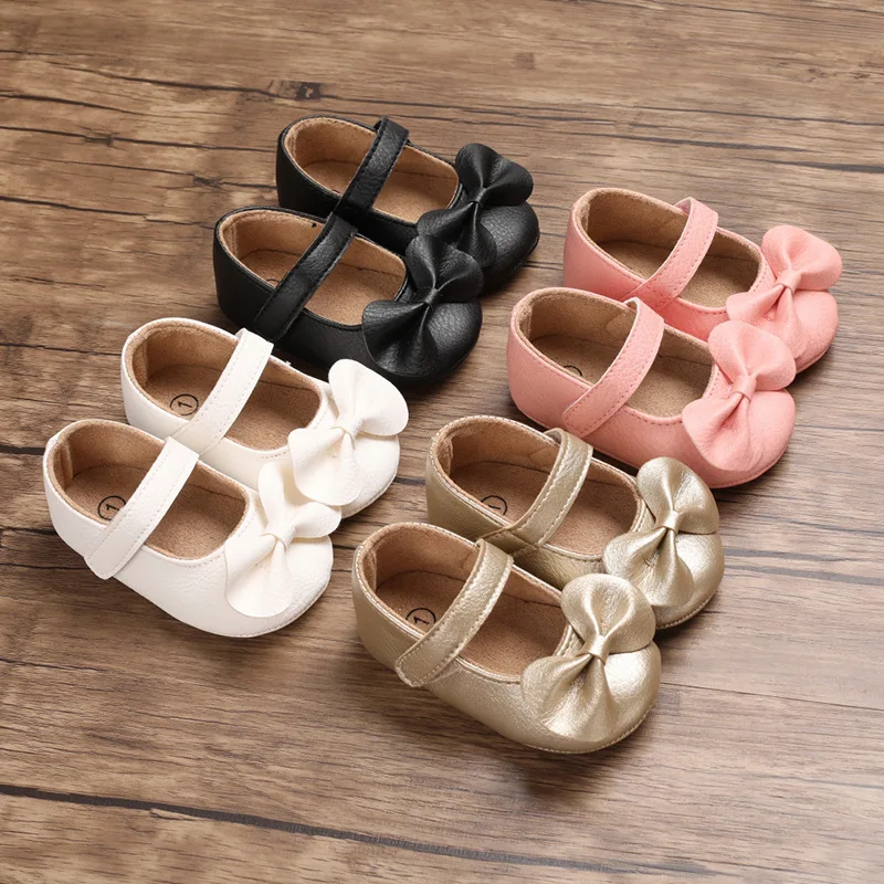 

0-1Y Spring / Autumn Baby Shoes Bowknot Velcro Baby Princess Shoes Newborn Baby Walking Shoes Soft Anti-Slip Soles