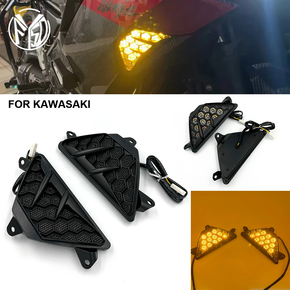 Фото Подходит для KAWASAKI NINJA250 NINJA300 NINJA400 ZX-25R ZX25R NINJA 400 300, передний светодиодный индикатор указателя поворота мотоцикла, мигалка №2