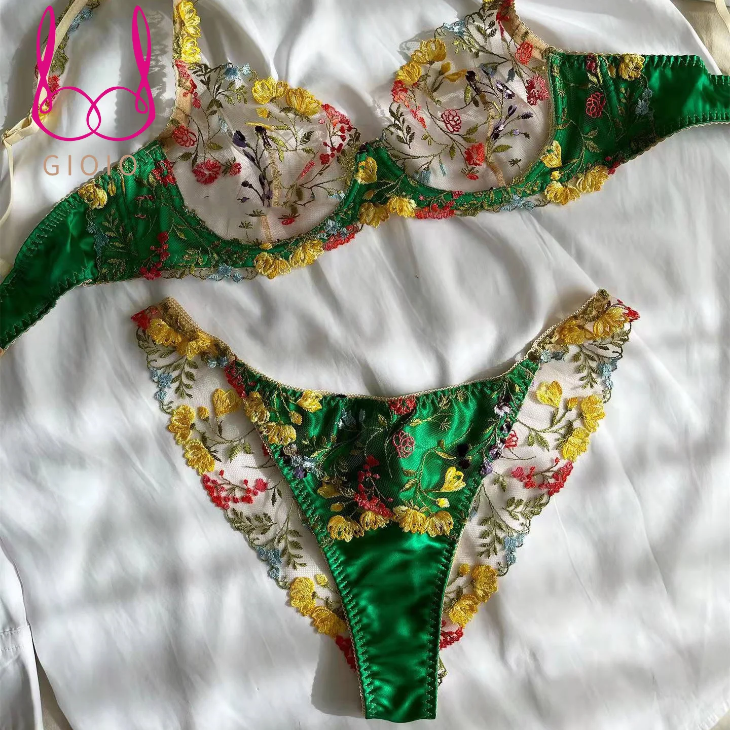 

Эротический бюстгальтер с цветочной вышивкой и роскошные трусики Комплект сексуальное женское белье без цензуры прозрачное кружевное уль...