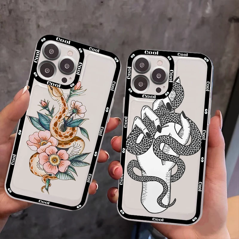 

Hand Snake Flower Snake Painting Phone Case for iPhone 11 12 13 Mini Pro Max 14 Pro Max Case shell