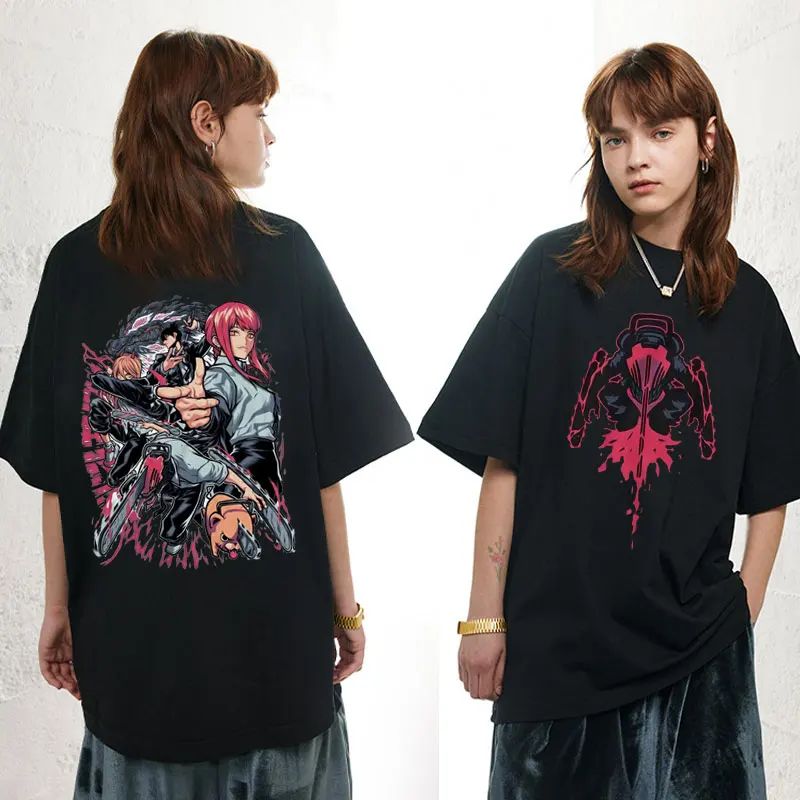 

Japanese Anime Chainsaw Man T Shirts Denji Hayakawa Aki Power Pochita Print T Shirt Men Women Gothic Fashion Oversized T-shirts