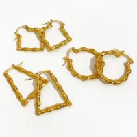perisbox hip hop goldsilver color zinc alloy hoops earring for women trendy geometric bamboo hoop earrings chic jewelry