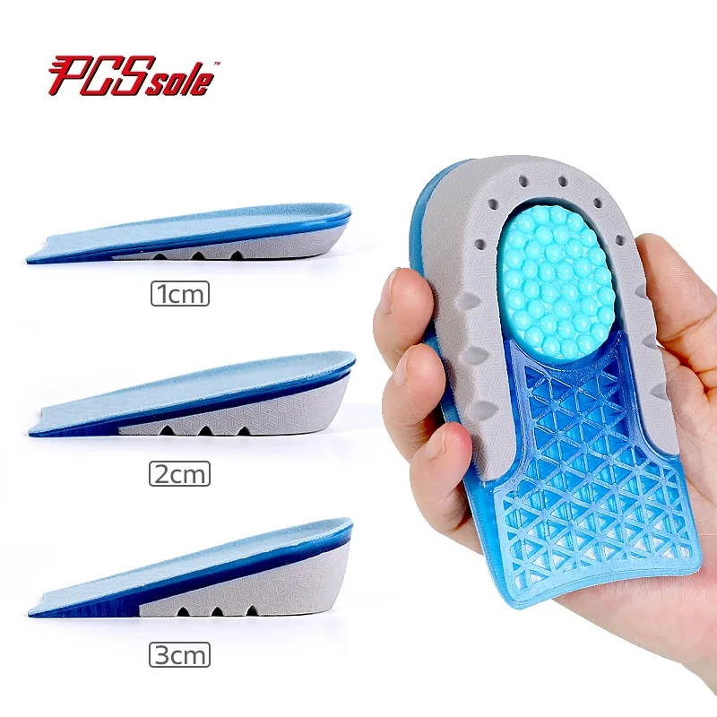 PCSsole Silicone Gel Insoles Non-slip Sole 1-3cm Height Increase Templates Inserts For Blue Insoles For Shoes Men And Women 110