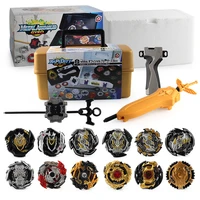 beyblades burst toupie set 12pcs black gold gyro with ruler and sword launcher in storage case toys for children