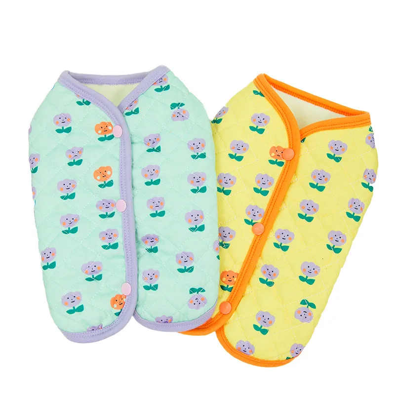 

Жилеты для собак на осень и зиму, одежда, Теплый Симпатичный хлопковый жилет с цветочным принтом для домашних животных, одежда для щенков