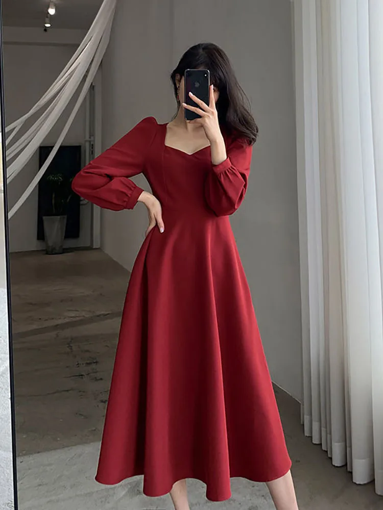 

Elegant Dress for Woman Clothes V Neck Maxi Robe Evening Female Party Dress Loose Long Sleeves Fashion Robe Casual Vestidos 2022