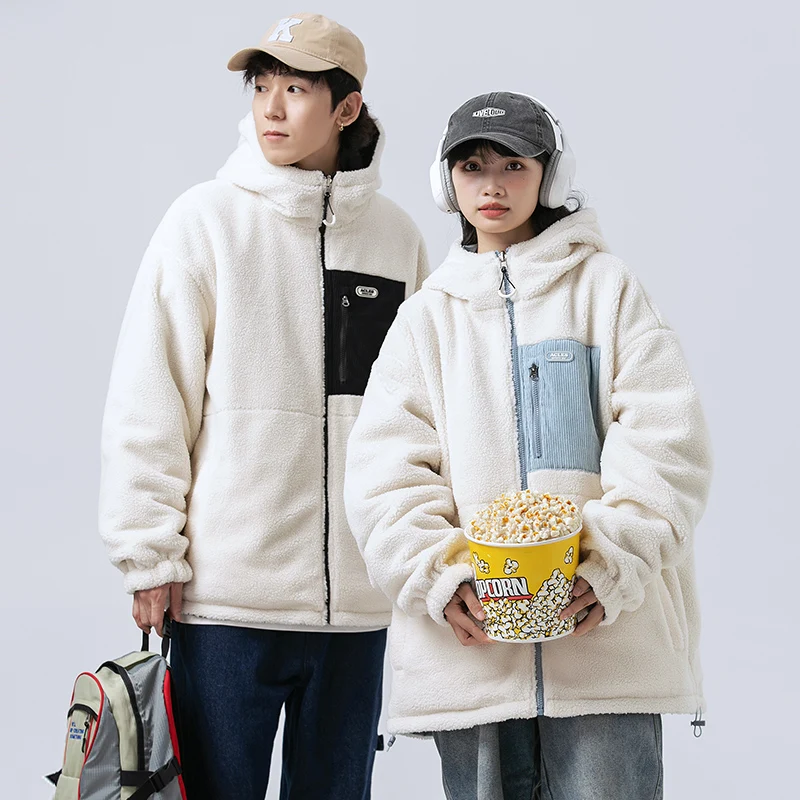 Модная двухсторонняя Мужская куртка зимняя кашемировая Толстая из овечьей