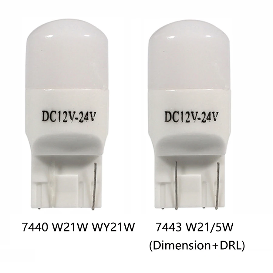 NHAUTP 2Pcs Ceramic T20 LED Bulbs 3030-SMD 7440 7443 W21/5W W21W WY21W Lamp For Car Brake/Turn Signal/Reverse Lights DRL 12-24V images - 6