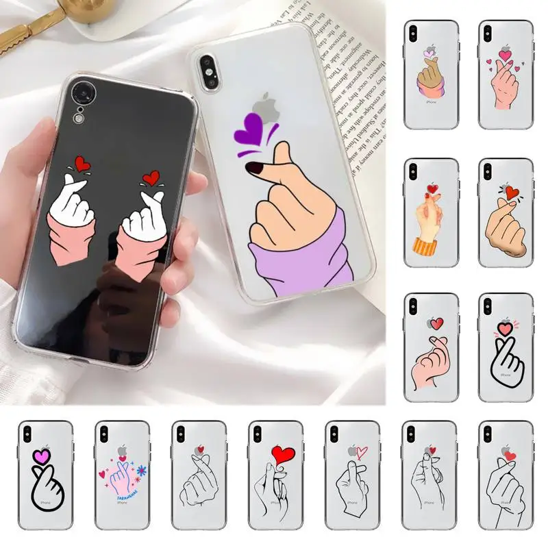 

Love On The Finger Kpop Heart Phone Case for iPhone 11 12 13 mini pro XS MAX 8 7 6 6S Plus X 5S SE 2020 XR case