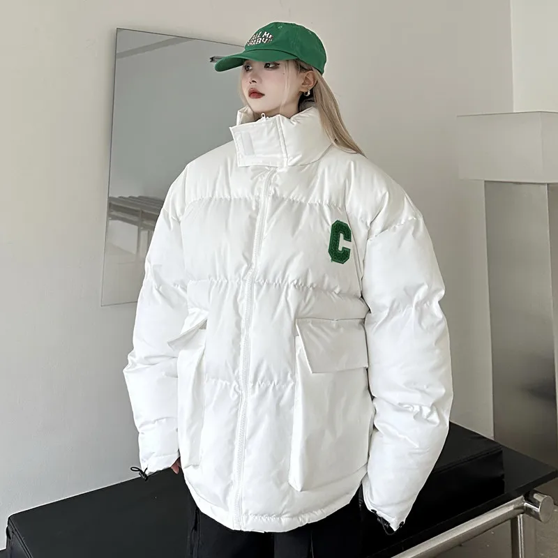 2022 Winter Street Pike Coat Women'S Cargo Thick Jacket Harajuku Stand Up Collar American Hip Hop Fashion Loose Coat Warm Casual