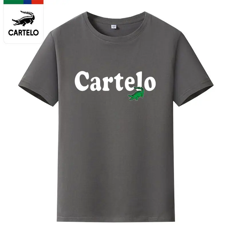 Купи CARTELO Brand 2023 Summer 100 Cotton Men's Half Sleeve T-shirt 2021 New Fashion Brand Large Round Neck Short Sleeve Underlay за 800 рублей в магазине AliExpress