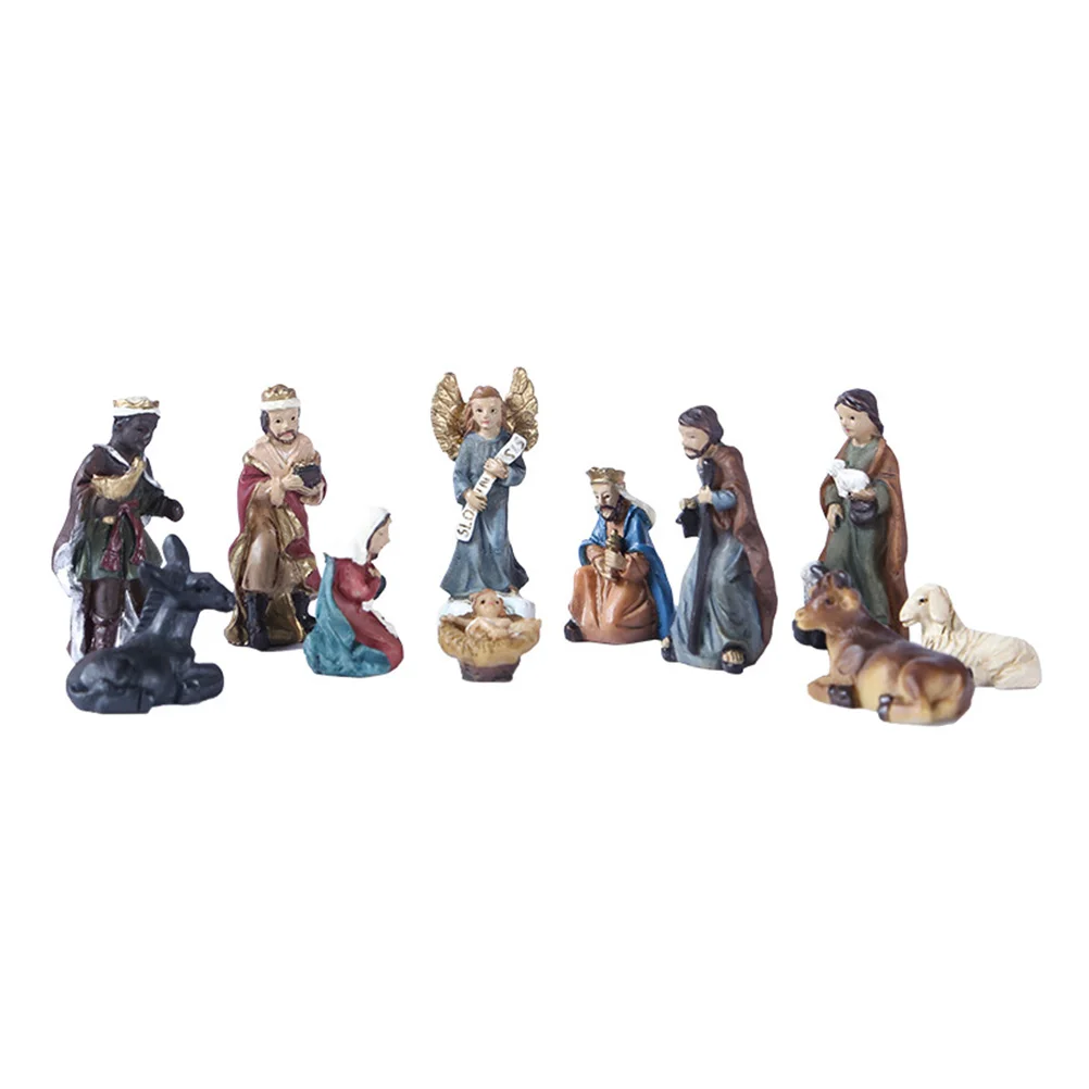 

Nativity Jesus Figurines Figurine Decoration Statue Resin Scene Adornment Ornament Statues Religious Set Home Decor Church