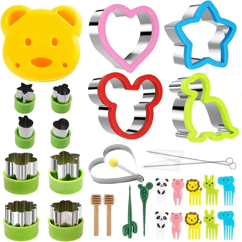 

Fruit Cutters for Children Kids Food Cookie Sandwich Mold Maker with Shapes Vegetable Bread Mould Set Kitchen Bento Tools
