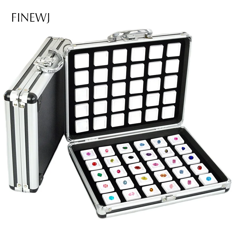 Gems Carry Travel Display Box Suitcase Loose Diamond Storage Container Collection Jewelry Pad Gemstone Holder Tray Carrying Case