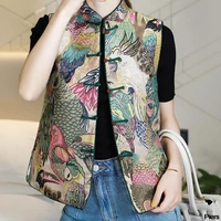 retro chinese style modern women embroidery vest oriental traditional ethnic large size gilet clothes new casual jacket hanfutop