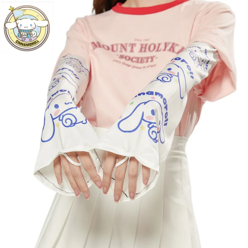 

Sanrio серия семья Аниме Фигурка моя мелодия Корица рулон милые кавайные летние ледяные шелковые рукава солнцезащитный короткий рукав праздничный подарок