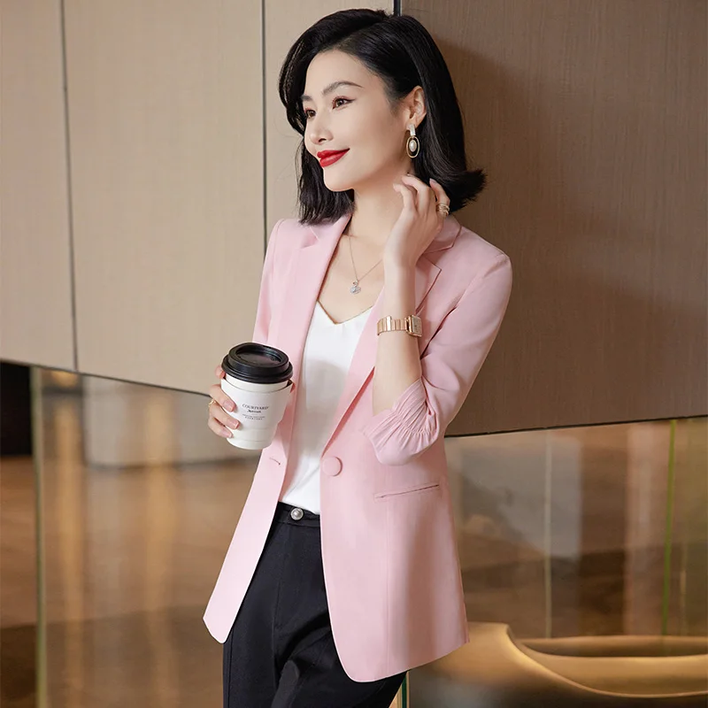 Quality Spring Summer Women's Korean Fashion Elegant Loose Medium Sleeve Jacket Office Leisure Blazer Thin Cardigan Coat Top 4XL