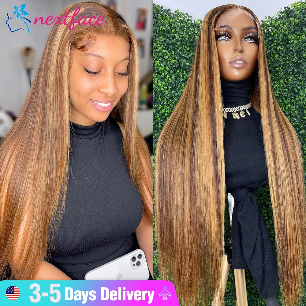 4/27 Highlight Straight Wig Human Hair Ombre Honey 13x4 Lace Front Wigs For Women PrePlucked Straight Lace Front Wig 24inch